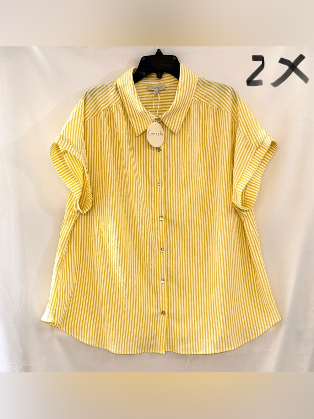 Chenault Yellow Striped Short-Sleeve Button-Down Shirt